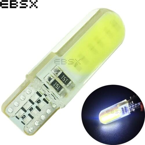 EBSX 10 pcs 12VDC T10 COB 12 Chips Silicone Shell 194 W5W Silicone Case Car Auto Parking Light White Blue Red Green Yellow