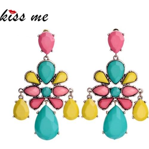 Ed00562 KISS ME 2017 Statement Fashion Women Jewelry Elegant Rainbow Resin Stud Earrings