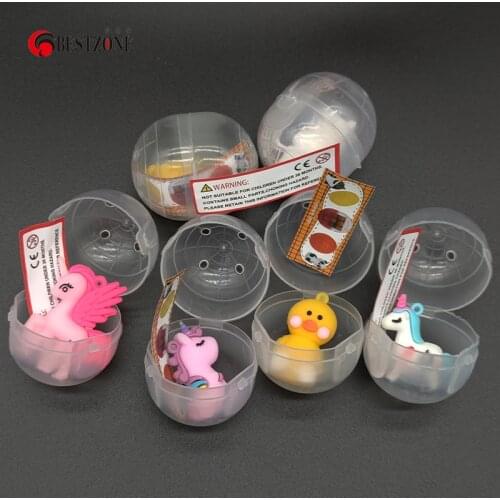 5Pcs Surprise Capsule Toys Hinged Ball With Rubber Doll Toys Festival Decor Novelty Can Open For Child Gifts Vending Machine