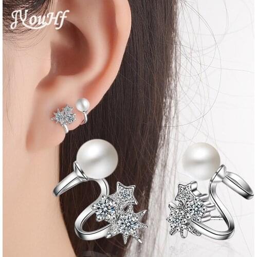 JYouHF 2017 New Fashion White Gold Plated Pearl Earrings for Women Classic Ear Cuff Piercing Earring Studs Wedding Party Jewelry