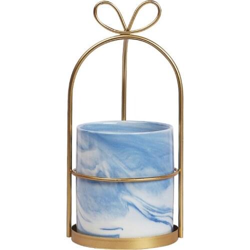 Nordic Style Ceramic Vase Decoration desktop milk tea shop office meat bow metal flower pot