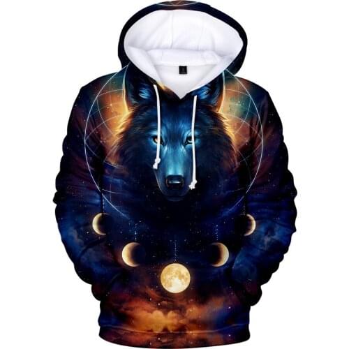 3D Print Hip Hop Classic Teens Outerwear Children Clothes Long Sleeve Pullover Boys Girls Hoodies Sweatshirt Cool Hoodie Wolf