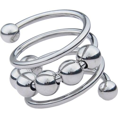 2020 Stainless Steel Cock Ring with Sliding Beads Peins Bondage Sex Toys for Men Adult Man Delay Ejaculation Torture Cockrings