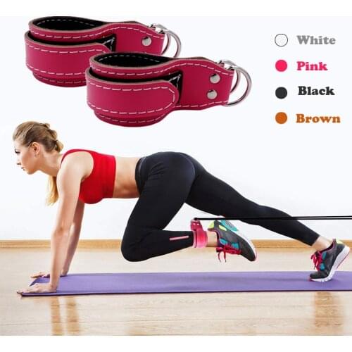 Fitness Cowhide Ankle Straps Cable Machines Resistance Band Workout Accessories Gym Home D-Ring Adjustable Leg Strength Training