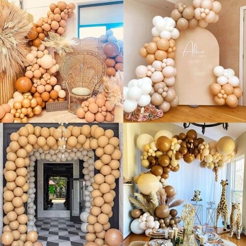 Cream Peach Apricot Retro Latex Balloon Birthday Party Decoration Wedding Decor Baby Shower Double Ballon Arch Event Celebration