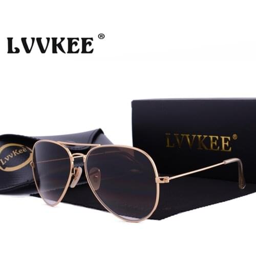Hot LVVKEE 2019 Brand Classic Gradient Driving Sunglasses Men/Women 58mm Tempered glass lens Sun Glasses UV400 Oculos With Case