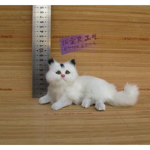 Cute simulation lying cat toy polyethylene&fur white cat model gift about 18x9x10cm 1682