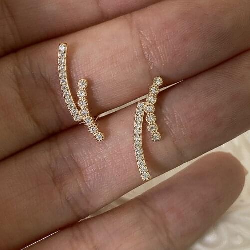 Cute Female Small Crystal Stud Earrings Vintage Zircon Stone Wedding Earrings Real 925 Sterling Silver Gold Earrings For Women