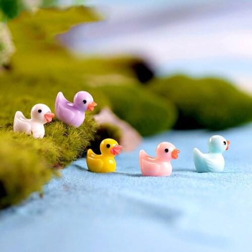 5 Pcs Mini Colorful Duck Duckling Pato Small Pasture Statue Figurine Micro Crafts Ornament Miniatures DIY Garden Decor