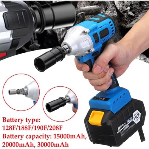 220V 350Nm 1/2'' Multi-function Electric Impact Wrench Electric Drill Cordless Electric Screwdriver Power Tools Two Battery