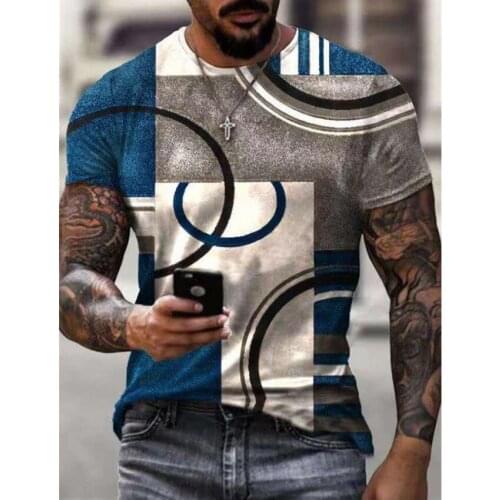 2021 Harajuku Large Size Irregular Stripe Print Men T-shirt Street Retro Short Sleeve Loose Camisetas T-shirt for Male