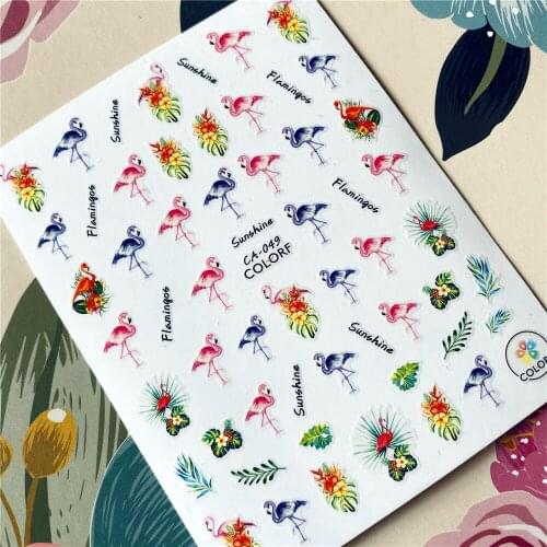 CA-049-260-396 Flamingo Sunshine 3D Back glue Nail decal Nail sticker Nail decoration Nail art Nail tool Nail ornament