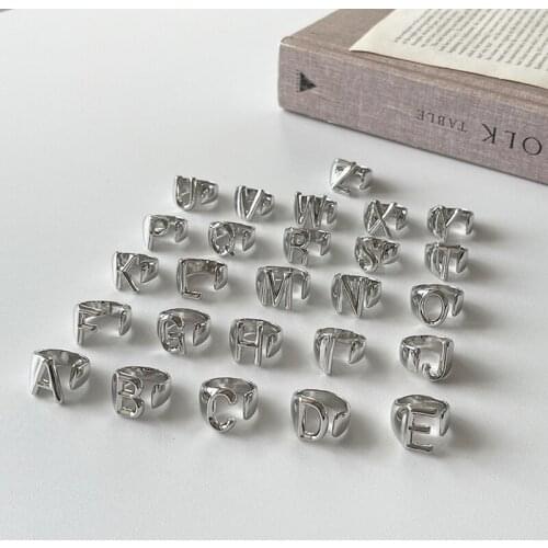 Initial Letter Open Ring Gold Silver Women Letters Finger Rings for Gift Party Fashion Jewelry Accessories High Quality