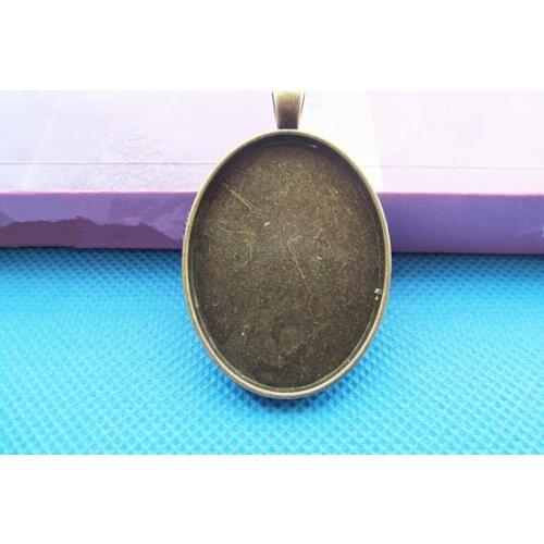 20pcs Bronze/Antique Silver tone Oval Frame Base Setting Bezel Tray Pendant Charm/Finding,fit 30mmx40mm Oval Cabochon/Cameo
