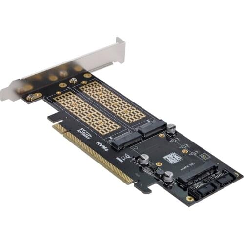 Xiwai Expansion Array card PCI Express PCI-E 3.0 & Dual SATA to NGFF NVME MSATA M-Key B/M-key SSD Card Adapter 3in1