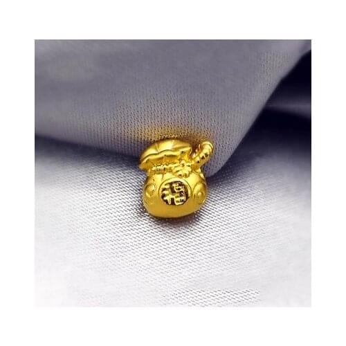 New Solid 24K Yellow Gold Pendant Smart Lucky Bag Pendant 10mm 1PCS