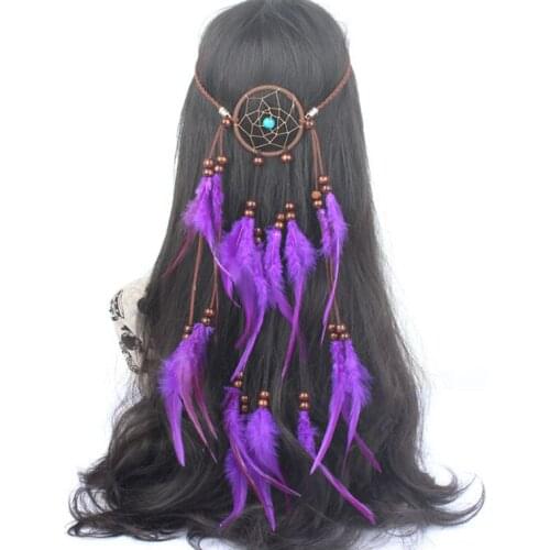Feather Headband Women Festival Headwear Bohomia Feather Rope Crown Headdres For Girls Bohemian Indian Feather Hairband