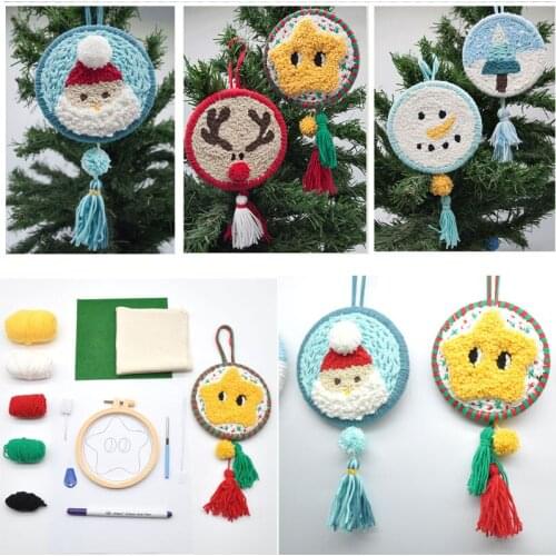 Easy DIY Embroidery Needle Punch Hoop Kit for Beginner Christmas Decoration Embroidery Needlework Work Handmade Sewing Kits