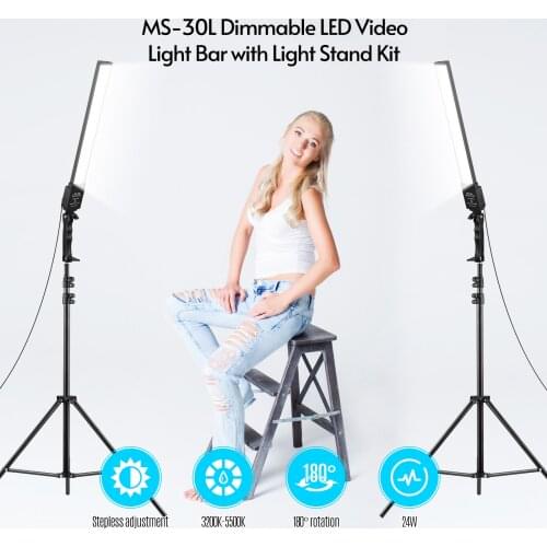 Professional Photography Studio LED Lighting Kit with 200-5500K Bi-color Dimmable LED Video Lamp Bar Strip Light 2M Light Stand
