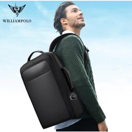 WILLIAMPOLO Laptop Backpack Mens USB Charging Bags Travel Bagpack Fit 15-17 inch Laptop Male Bag Anti-thief 2020 new design