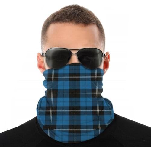 Scottish Plaid Blue Scarves Half Face Mask Men Women Halloween Tube Scarf Neck Bandana Dustproof Headwear Biking Hiking
