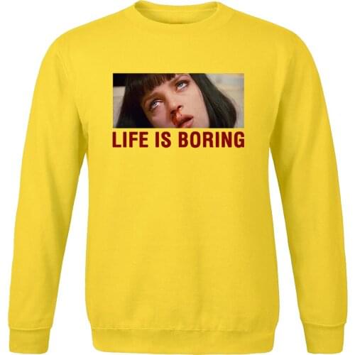 Trend Men solid color hoodies spring autumn Life Is Boring pattern 2020 Fashion Man coats Pulp Fiction Print Hot Sale Sweatshirt