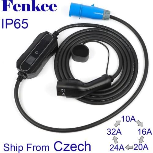 Electric Vehicle EV Charger Type 2 32 Amp Portable EVSE, CEE Plug 220V-240V Car Charging Cable, IEC 62196-2