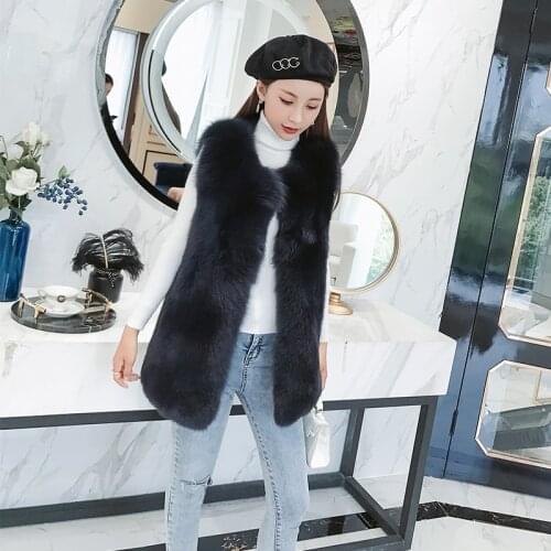 Real Fox Vests for Women Winter Vest Warm Luxury Fur Coat Womens Coats Jacket Vintage Overcoat Manteau Femme Hiver ZL598