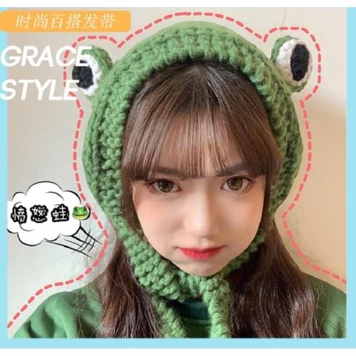 Winter Skullies Cute Women Frog Hat Crochet Knitted Hat Costume Beanie Hats Cap Female Gift Hip Hop Cap Photography Prop Party