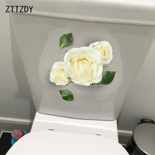 ZTTZDY 22*22.2CM Fresh White Rose Art Wall Sticker Decals Fashion WC Toilet Decoration T2-0048
