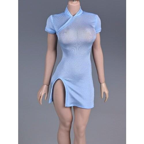 1/6 Scale Female Soldier Knit Stretch Cheongsam Skirt Split Slim Fit 12'' Action Figure Toy Tbl Ph Female Body Model Accessories