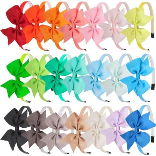 1 Pc Girls Ribbon Bow Headband Candy Colors New Spring Head Pieces 3.5 Inch Tails Cute Shape Design Children Head Wear