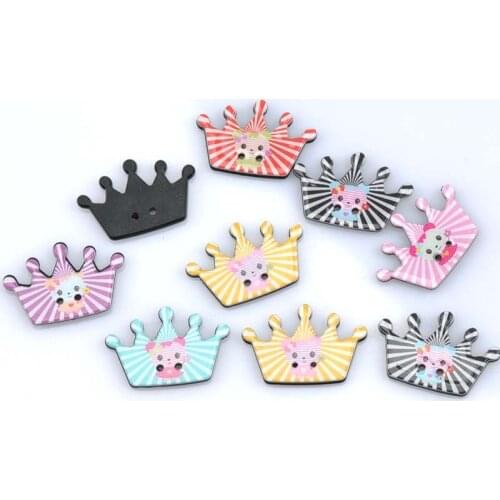 Mixed Multicolor Crown painted Acrylic Sewing Buttons DIY For Decorative Scrapbooking Sewing Supplies 10pcs 20x30mm MT0996