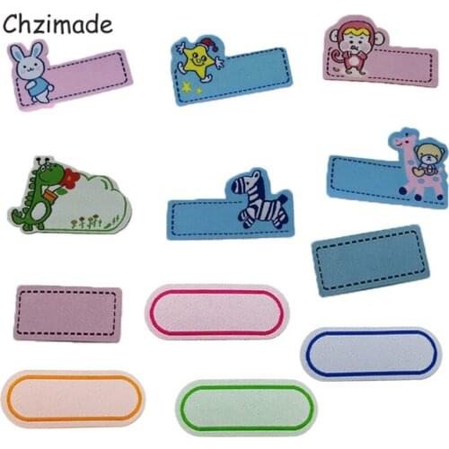 Chzimade 10Pcs/lot Cartoon Kids Name Labels Iron on Garment Fabric Tags Marker for Clothes Accessories DIY Sewing Crafts