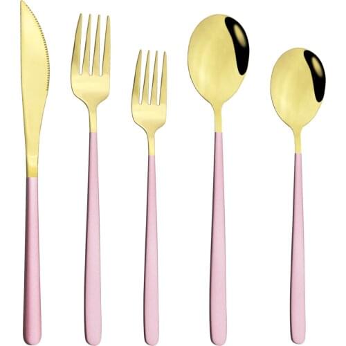 5Pcs Stainless Steel Cutlery Set Picnic Tableware Set Dessert Fork Spoon Knife Dinnerware Flatware Set Party Kitchen Silverware