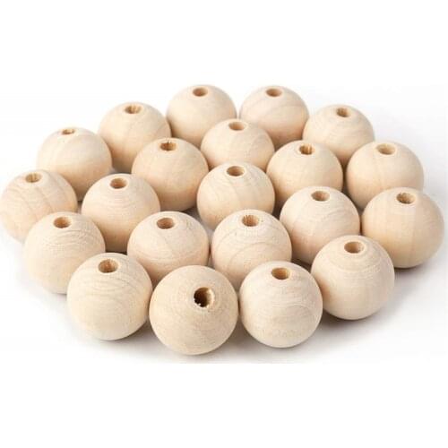50pcs 14mm Natural Ball Wood Spacer Beads 6-20mm For Charm Bracelet Wholesale baby wooden round bead