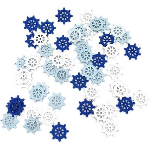 50pcs Rudder Wooden Scrapbooking Wood Table Scatter for DIY Craft Baby Shower Baby Boy Girl Birthday Party Decoration