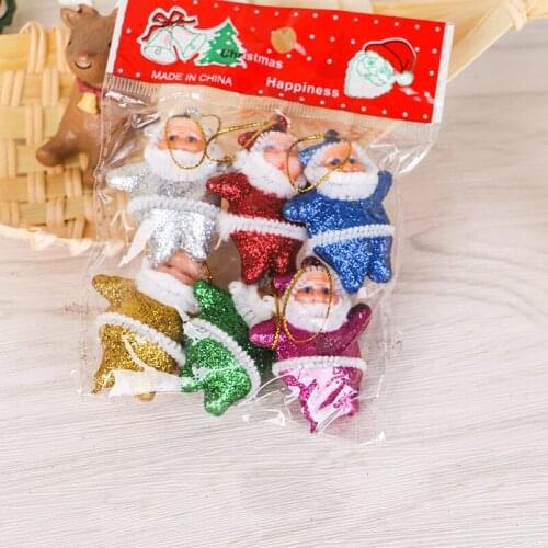 6pcs/set Colorful Small Santa Claus Pendant Christmas Tree Ornaments Supplies Christmas Tree Decorations Santa Claus Pendant