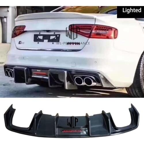 A4 B8.5 S4 High Quality Carbon Fiber Rear Bumper Diffuser Lip With LED Lights For Audi A4 B8.5 S4 Car Boby Kit 2013-2016