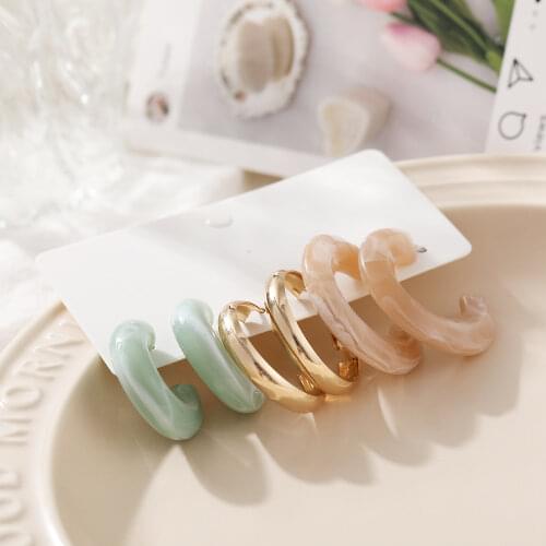 Retro Butterfly Snake Acrylic Hoop Earrings Set For Women Geometirc Pearl Hoop Earrings Brincos Girls Bohemia Trend Jewelry Gift