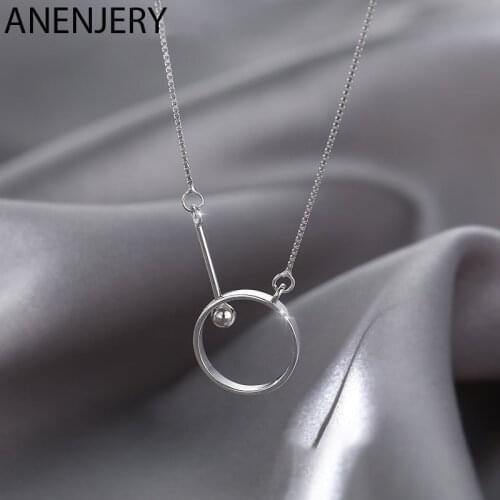 ANENJERY Light Luxury 925 Sterling Silver Circlr Necklace for Women Clavicle Chain Necklace Jewelry S-N736