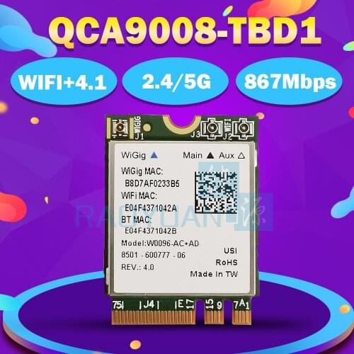 Atheros QCA9008-TBD1 Wireless AC+AD Bluetooth 4.1 WIFI Module 2.4G/5G Dual Band WIFI Card 867Mbps