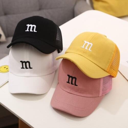 Doitbest Breathable Child Baseball Cap Summer M Letter 1 to 4 Years kids sun Hats Mesh Boy Girl Caps childs snapback Hat gorras
