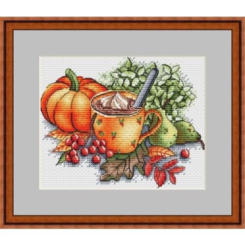 Pumpkin Cup 26-22 Counted Cross Stitch 11CT 14CT 18CT DIY Chinese Cross Stitch Kits Embroidery Needlework Sets