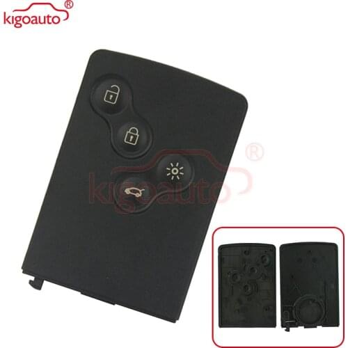Kigoauto For Renault Megane Koleos Scenic car key Card cover Black smart key card case 4 Button remote Key Fob Shell