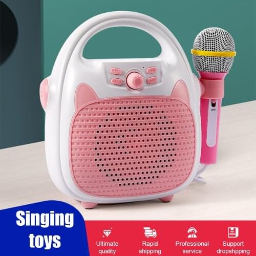 Children Toys Karaoke Singing Machine Bluetooth Music Player Toy Speaker for Childrens Party Led Lights Early Education Machine
