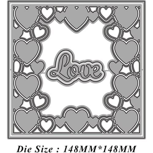 Heart Shape Love Background Frame Metal Cutting Dies Cut Die Mold Card Scrapbooking Paper Craft Knife Mould Blade Punch Stencil