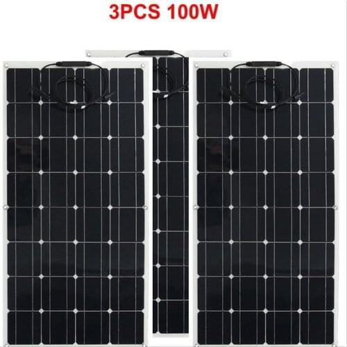 China 300W 200W equal 3pcs 2pcs of 100W waterproof adhesive thin film flexible solar panel Monocrystalline Cell for Car RV boat