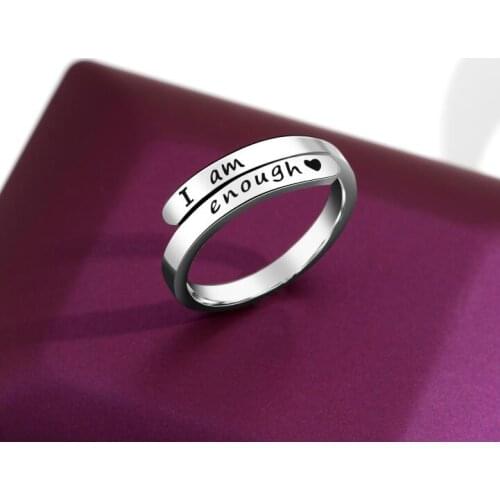 I am enough ring hotsale Awareness Ring jewelry for women Inspiration Jewelry Strength Gift YLQ7858-stainless steel