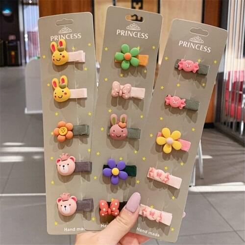 Korean Fashion New Items Hot Sale Childrens Hair Accessories Carrot Flower Bow Kawaii Hair Clip Set Baby Girl Hair Ornament